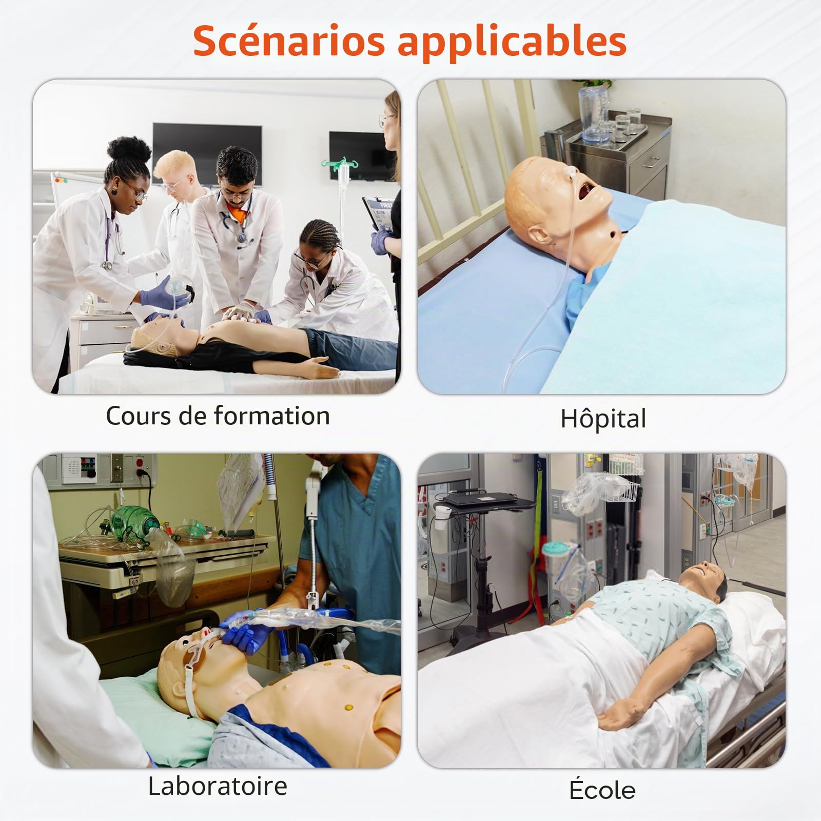 Mannequin de Soins Infirmiers Homme Femme - Mannequin de Soins aux Patients - 160 cm - Mannequin de Formation pour Infirmiers en PVC - 26 Compétences - Pour l'enseignement et l'éducation