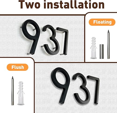Miniatura 6 de Números de dirección para casas de 7 pulgadas, números de casa modernos para exteriores de metal, negro, números de casa grandes para números de