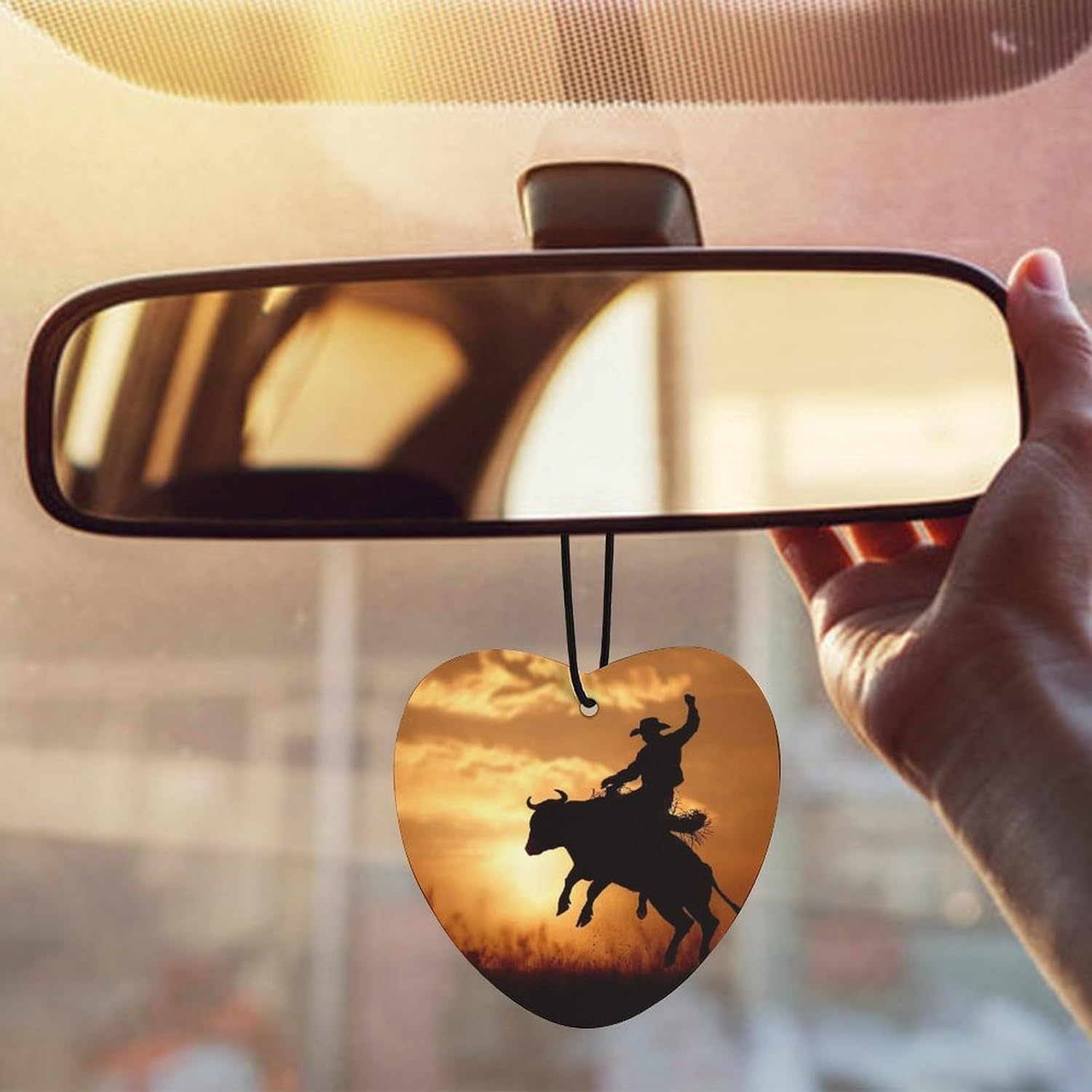 Car Air Freshener Hanging Scented Sheets 3 Pcs Fragrance Scented Card Cool Bull Riding Aromatherapy Tablet Cars Rearview Mirror Pendant for Car Decoration Bedroom Shoe Cabinet Travel