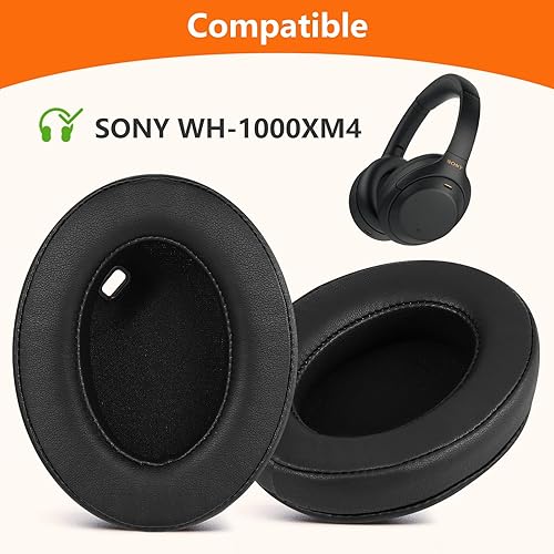 Miniatura 2 de Almohadillas de repuesto para auriculares Sony WH-1000XM4 (WH1000XM4), almohadillas de repuesto para Sony con espuma de cancelación de ruido, piel