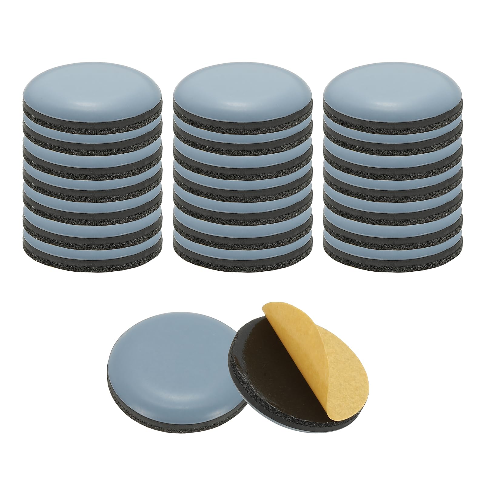 sourcing map 24 Pcs Stick Furniture Sliders, 25mm(1") Chair Slider Furniture Sliding Pads Round Reusable Glides Glider for Carpeted Tile Vinyl Hardwood Floors Moving Protectors, Blue Gray