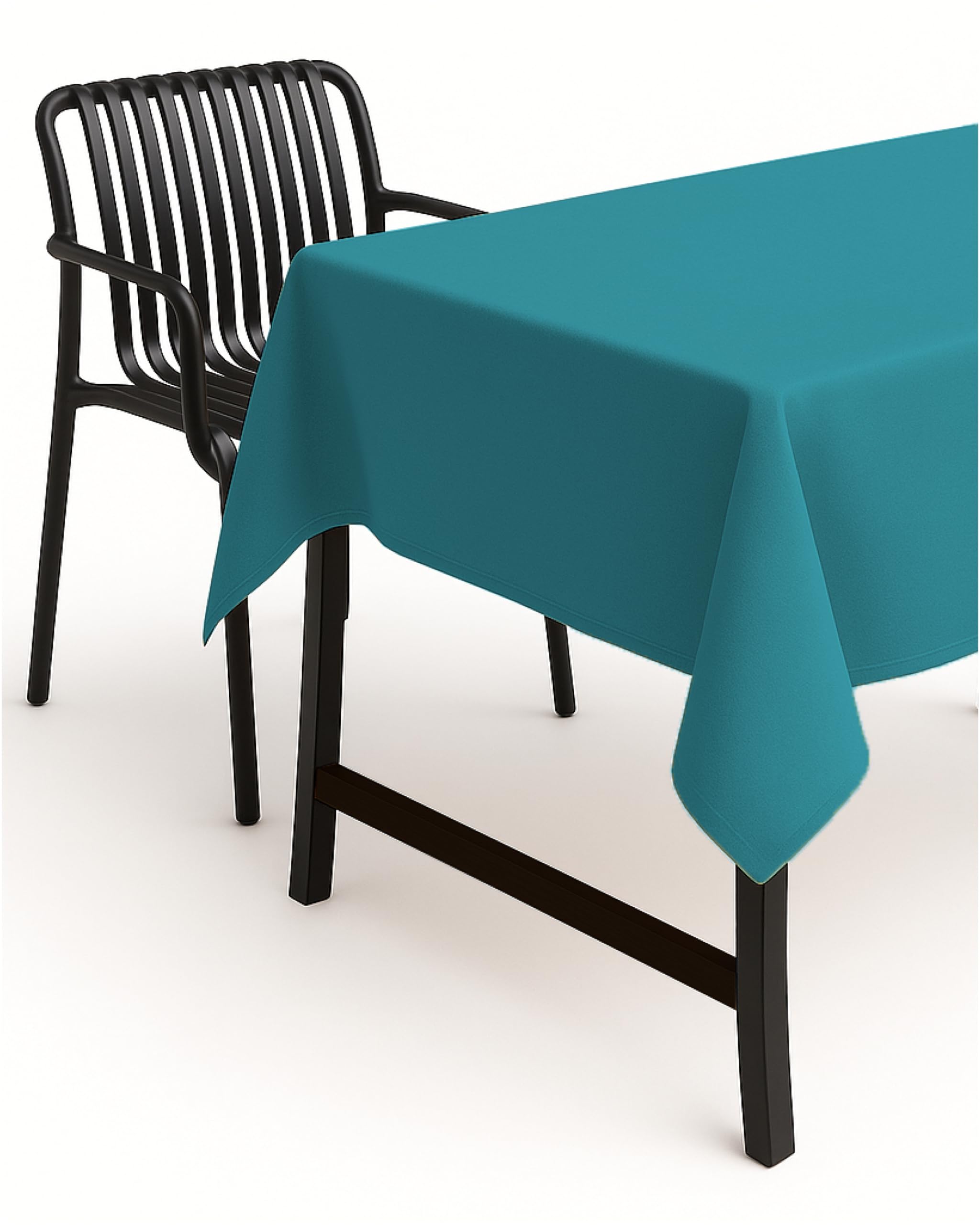 Texpot Petrol Tablecloth 140 Cm Round Linen Look Lotus Effect Stain Protection Non-Iron Tablecloth