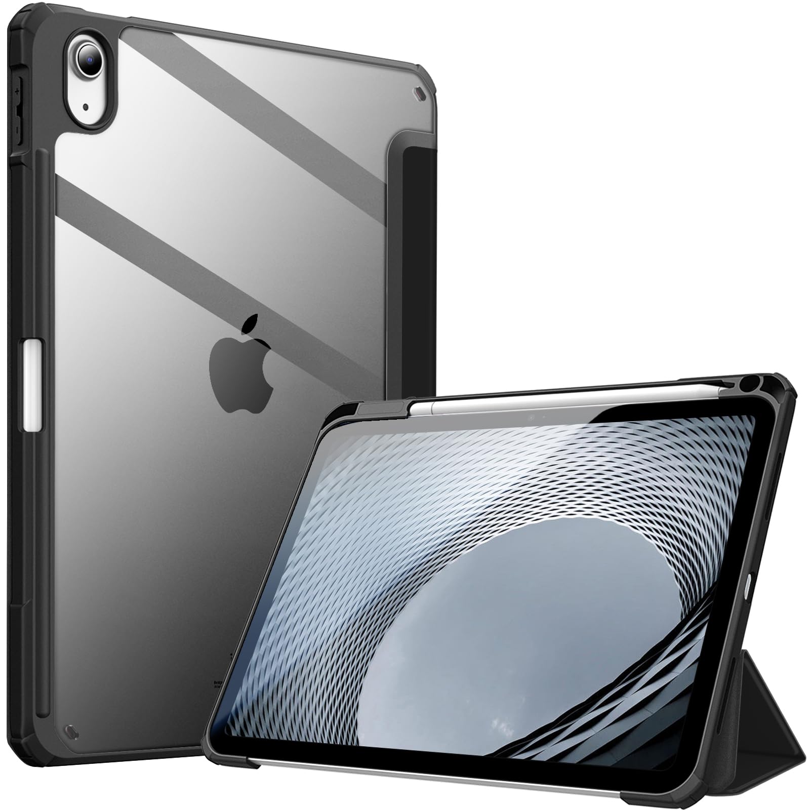 Fintie Hybrid Hülle für iPad (A16) 11 Generation 11 Zoll 2025, iPad 10 Generation 10.9 Zoll 2022 mit Stifthalter - Stoßfeste Schutzhülle mit transparenter Hartschale auf der Rückseite,