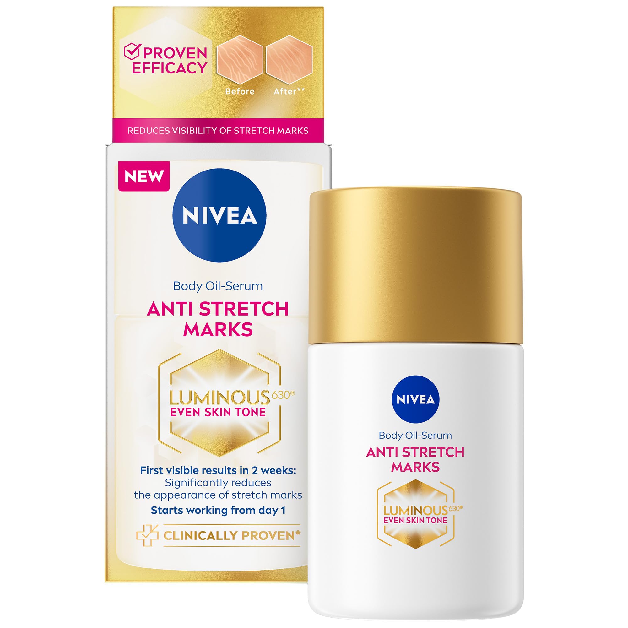 NIVEA LUMINOUS630 Even Skin Tone olejek-serum do ciała na rozstępy, 100 ml