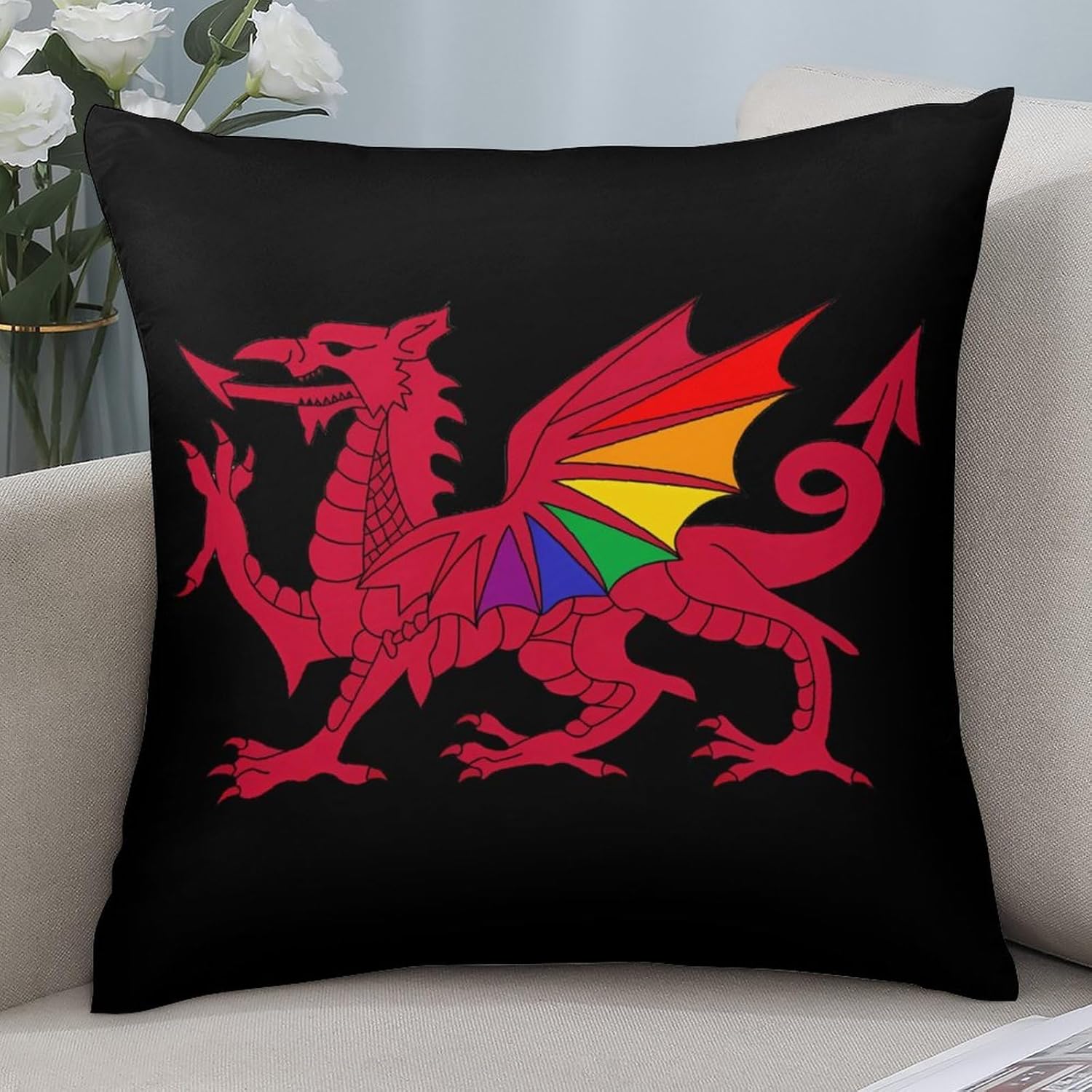 Wales Prideful Flag Printed Throw Pillow Case 4 Pcs Soft Pillowcases Pillows Covers Sofa Bed Decor 12/14/16/17/18/20/22/24/32 Inches