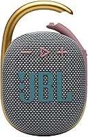 JBL Clip 4 Portable Bluetooth Speaker - IP67 Waterproof Dustproof, 10H Playtime, Carabiner Clip, Big Bass Sound (Grey)
