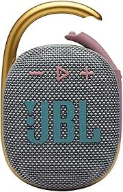 JBL Clipe 4 – Mini alto-falante Bluetooth portátil para casa, ao ar livre e viagens, grande áudio e graves fortes, mosquetão integrado, IP67 à prova d'água e poeira, 10 horas de reprodução, (cinza)