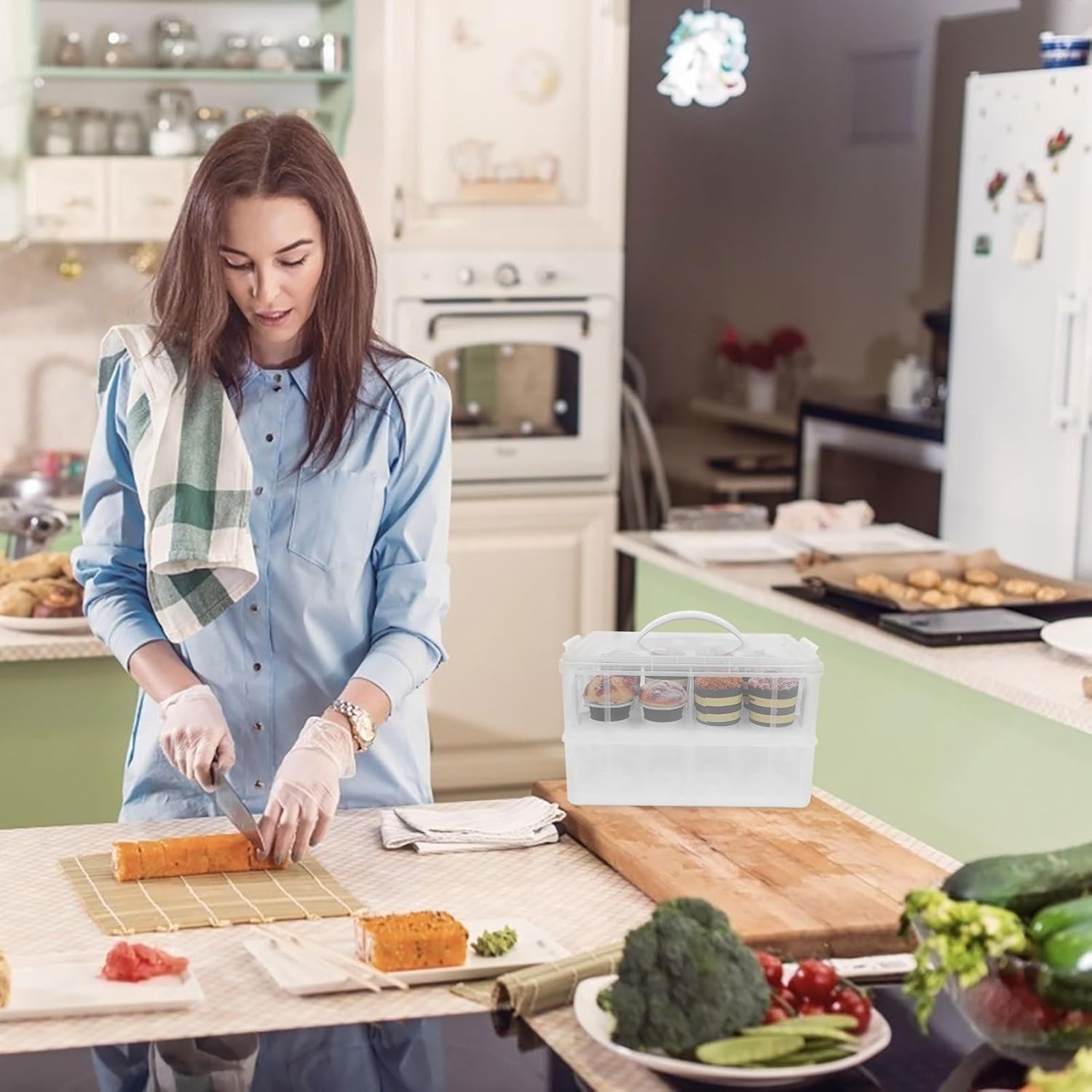 Handheld Cake Box Sturdy Two Dessert Display Box for Parties Transparent Storage for Cakes Easy Assembly and Disassembly for Events and Gatherings