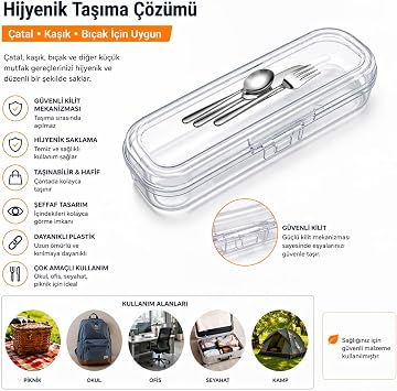 Orret Home Kilitli Seyahat Kutusu Şeffaf Organizer – Diş Fırçalık, Çatal Kaşıklık, Çok Amaçlı Saklama Kutusu, Valiz İçi Düzenleyici, Taşınabilir Hijyenik Kap, 23x6x4 cm (Çatal Kaşıklık)