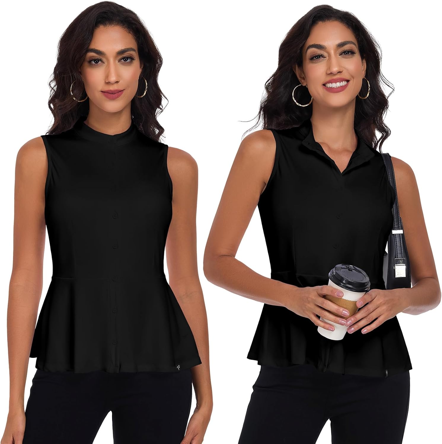 Soneven Women's Sleeveless Golf Shirts Collared Button Down Shirt Quick Dry Tank Tops - Image 2