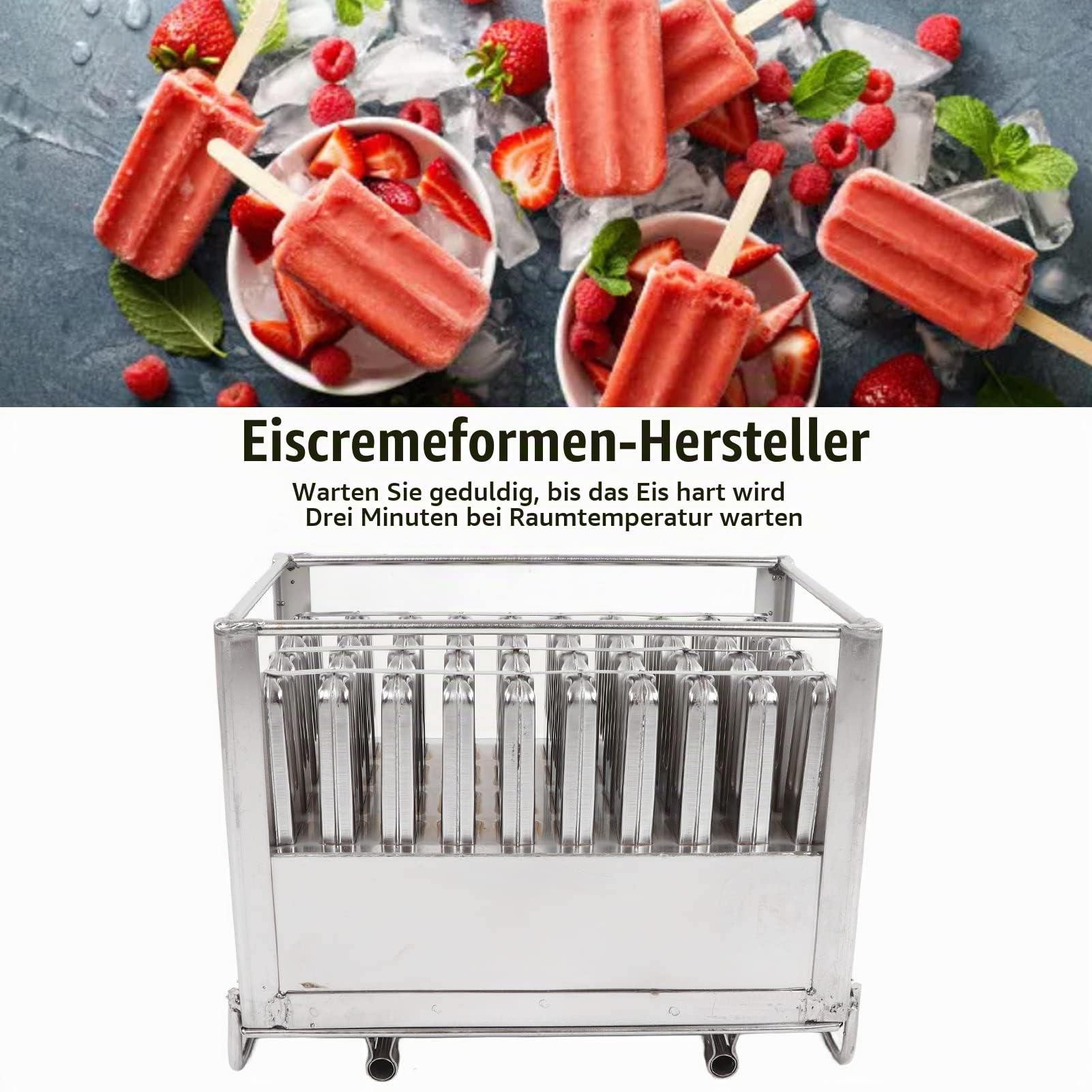 Eis am Stiel-Maker aus Edelstahl, DIY-Eisbar-Form 40 Stück Popsicle-Formen mit quadratischem Rand Schnell gefrierender Eiscreme-Popcical-Maker, Kommerzielle Eismaschine