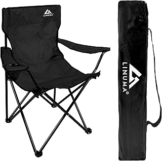 Silla de Camping Plegable Ligera y Resistente con Bolsa de Transporte – Cómoda con Reposabrazos y Portavasos – Ideal para Playa, Camping, Pesca y Festivales
