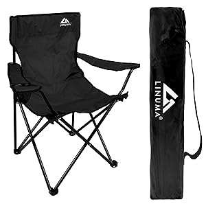 Silla de Camping Plegable Ligera y Resistente con Bolsa de Transporte – Cómoda con Reposabrazos y Portavasos – Ideal para Playa, Camping, Pesca y Festivales