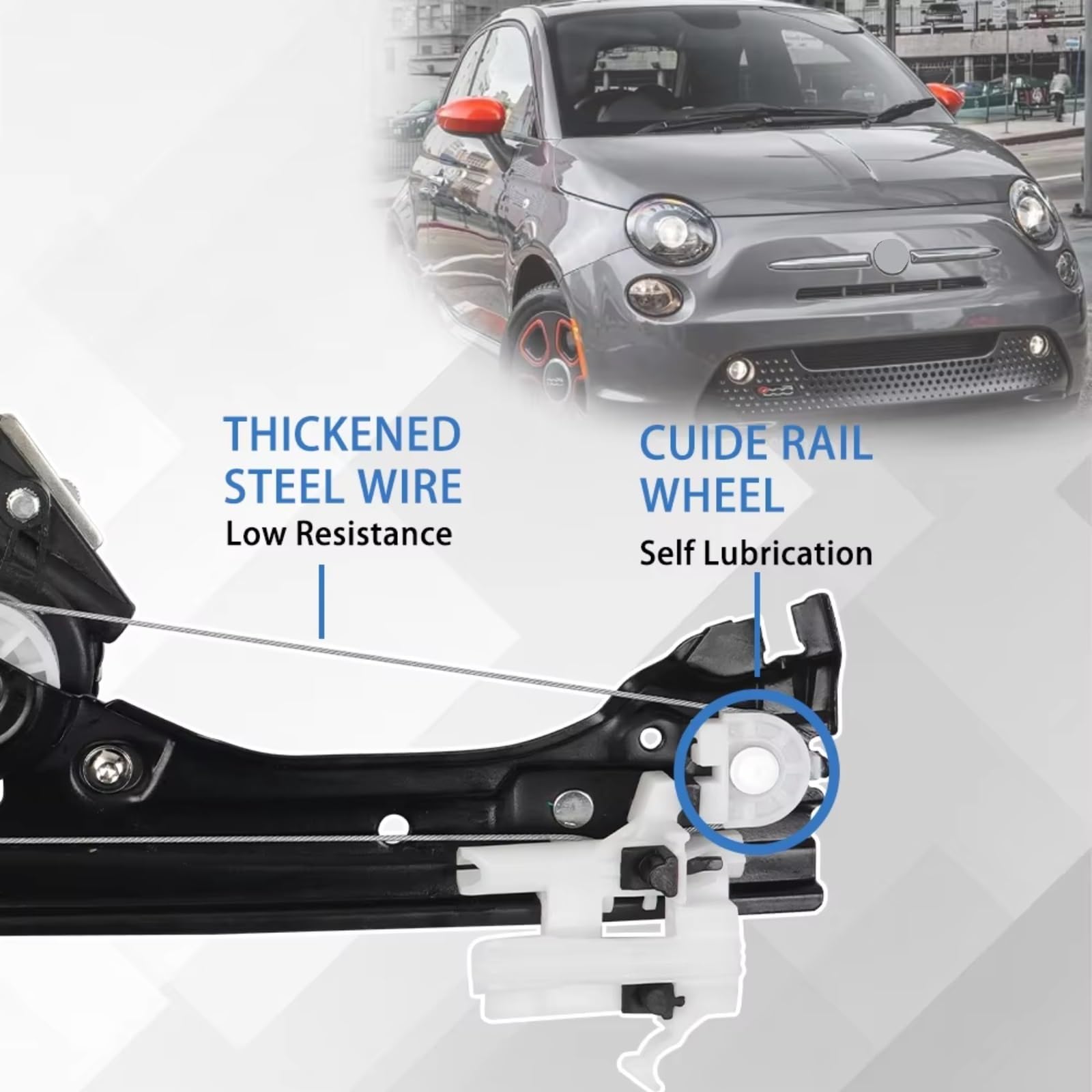 Compatibile Con Fiat 500 1.4L 2012-2019 Staffa Regolatore Alzacristallo Motore Anteriore Destro Sinistro Posteriore Laterale 2 Pin Con Motore 5206097 52060970 Meccanismo Alzacristalli