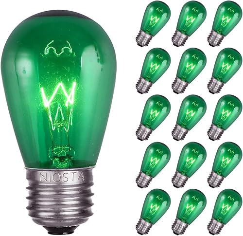 Miniatura 12 de Bombillas incandescentes de repuesto S14, 15 unidades, color morado transparente, bombillas E26 de 11 W para luces de cadena de exteriores