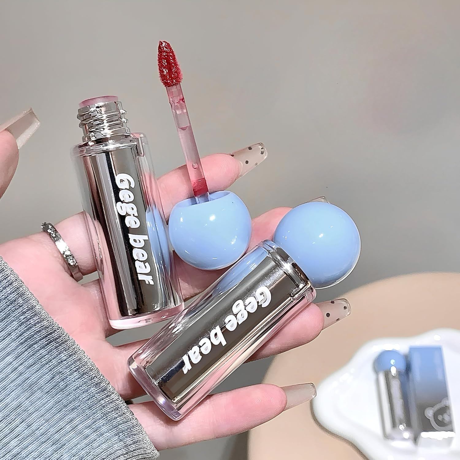 Gege Bear Ice Water Mist Lip Mud | Cloud-Soft Mousse Formula | One-Swipe Intense Color Payoff | Ultra-Pigmented Non-Drying | Versatile Colors Including Vanilla Pink, Rose, Peach & Red | No Cracking, Flaking or Lip Line Settling | Charming Blue-Capped Silver Tube | Perfect Lipstick for women Girls (02# Cloudy Pink Brown, 3g)-image-25