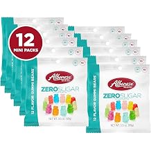 Zero Sugar, 12 Flavor Gummi Bears, Candy, 3.5 Ounce Pack of 12, Individually Wrapped Soft & Chewy Candy Snacks - 12 Packs albanese gummi bear-12k