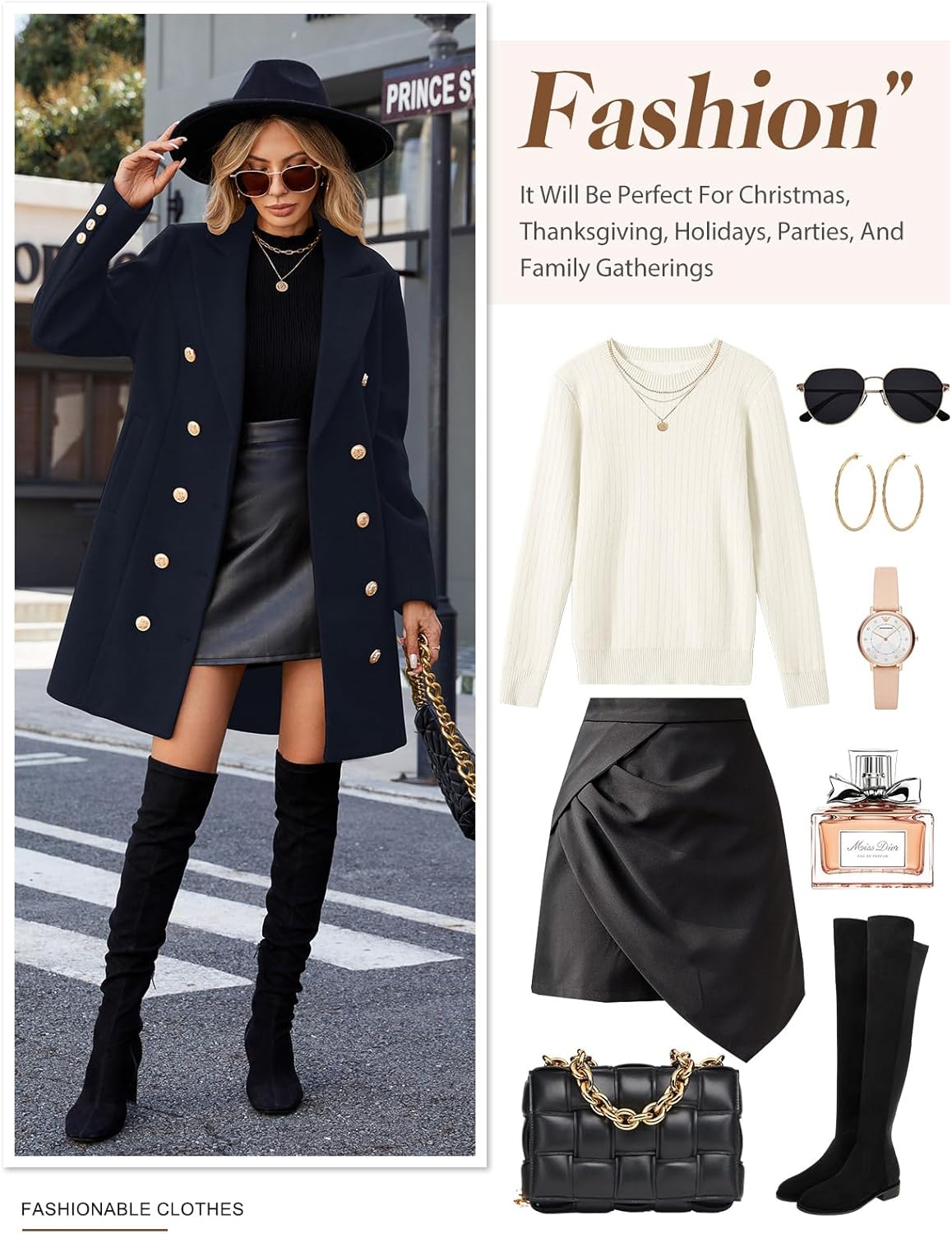 Classic Double-Breasted Peacoat for Holiday Style