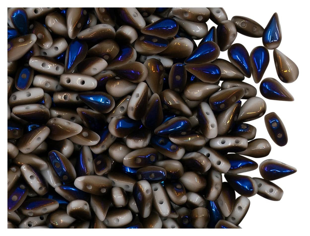 600pcs DropDuo Beads 3x6mm Two Holes, Czech Glass, Chalk White Full Azuro