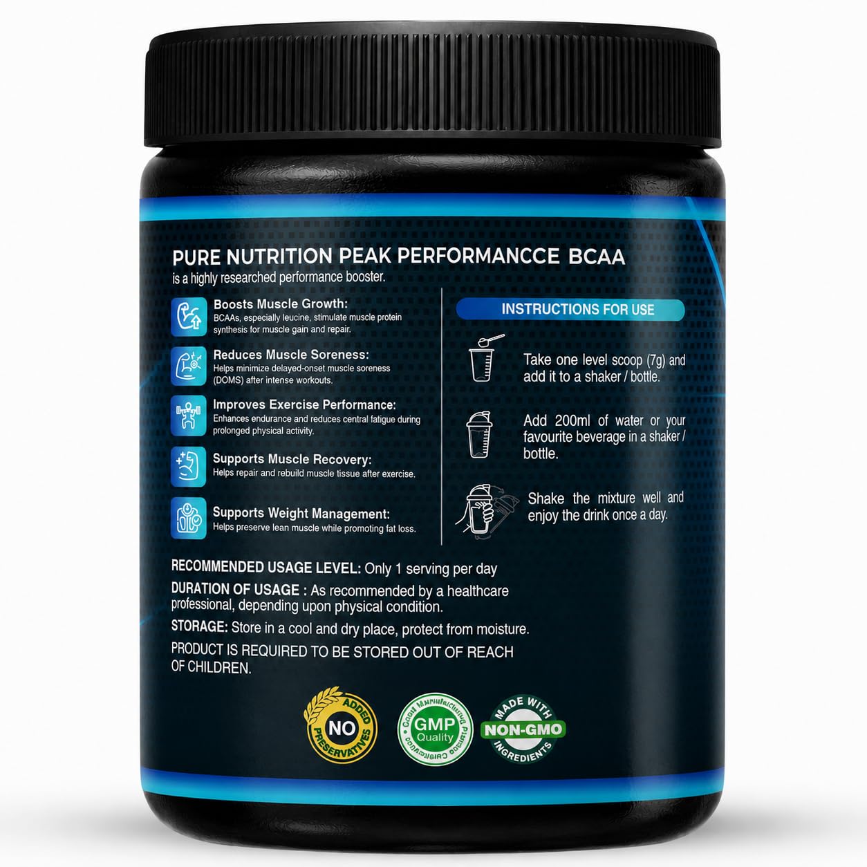 Pure Nutrition BCAA Powder 2:1:1 | 5000mg Branched Chain Amino Acids | Sugar-Free Pre & Intra Workout Supplement | Muscle Recovery & Endurance | Unflavored | 250g (35 Servings) — Amazon image 9