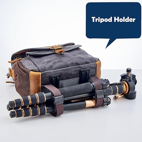 Miniatura 4 de AGDHERSNVX Bolsa de lona para cámara DSLRSLRSLRsin espejo, impermeable, con soporte para trípode, funda cruzada antigolpes, compatible con Nikon