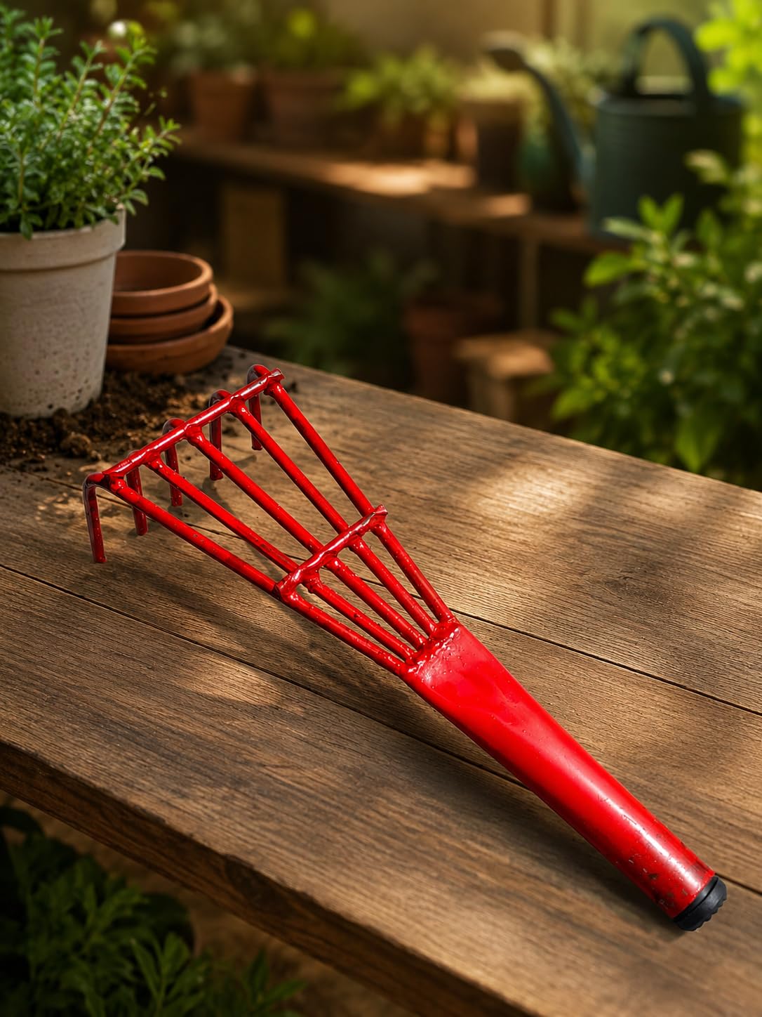 5-Tine Hand Garden Cultivator Rake - Heavy Duty Carbon Steel Hand Tool for Soil Loosening, Weeding, Aerating & Cultivating | Ideal for Flower Beds, Vegetable Gardens & Pots-image-13