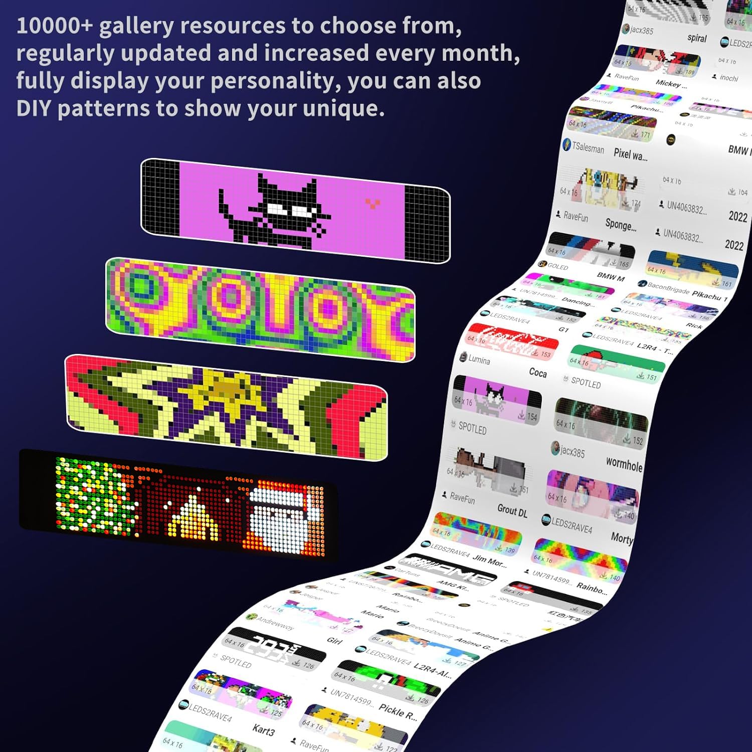 OBEST Pannello di visualizzazione a LED, 39 x 10,7 cm, programmabile, flessibile, per auto, camion, negozio, pubblicità, bar, hotel, pubblicità, app, Bluetooth