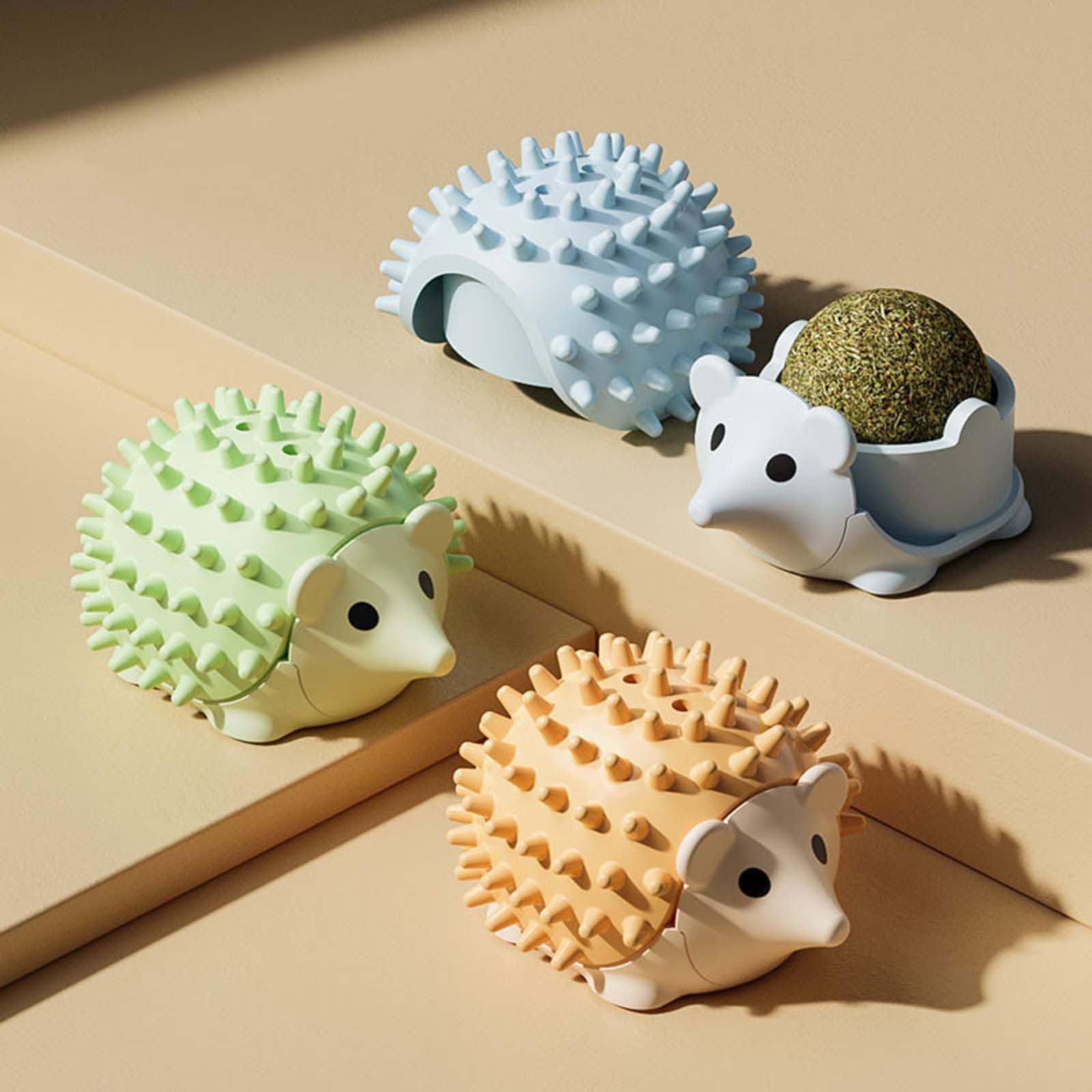 3 PCS Catnip Toys Self-Grooming Cat Brush with Catnip Ball & Gall Fruit, Kitty Kitten Scratcher Self Groomer Cat Toys for Indoor Cats Lick, Chew Toys Corner Brushes Edible Wall Treats
