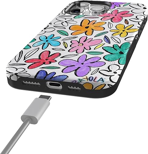Vista 715 de Casely Funda para iPhone 15 Pro Max Jardín Secreto Flores mixtas Funda atrevida Compatible con MagSafe y botón de acción Secret Garden