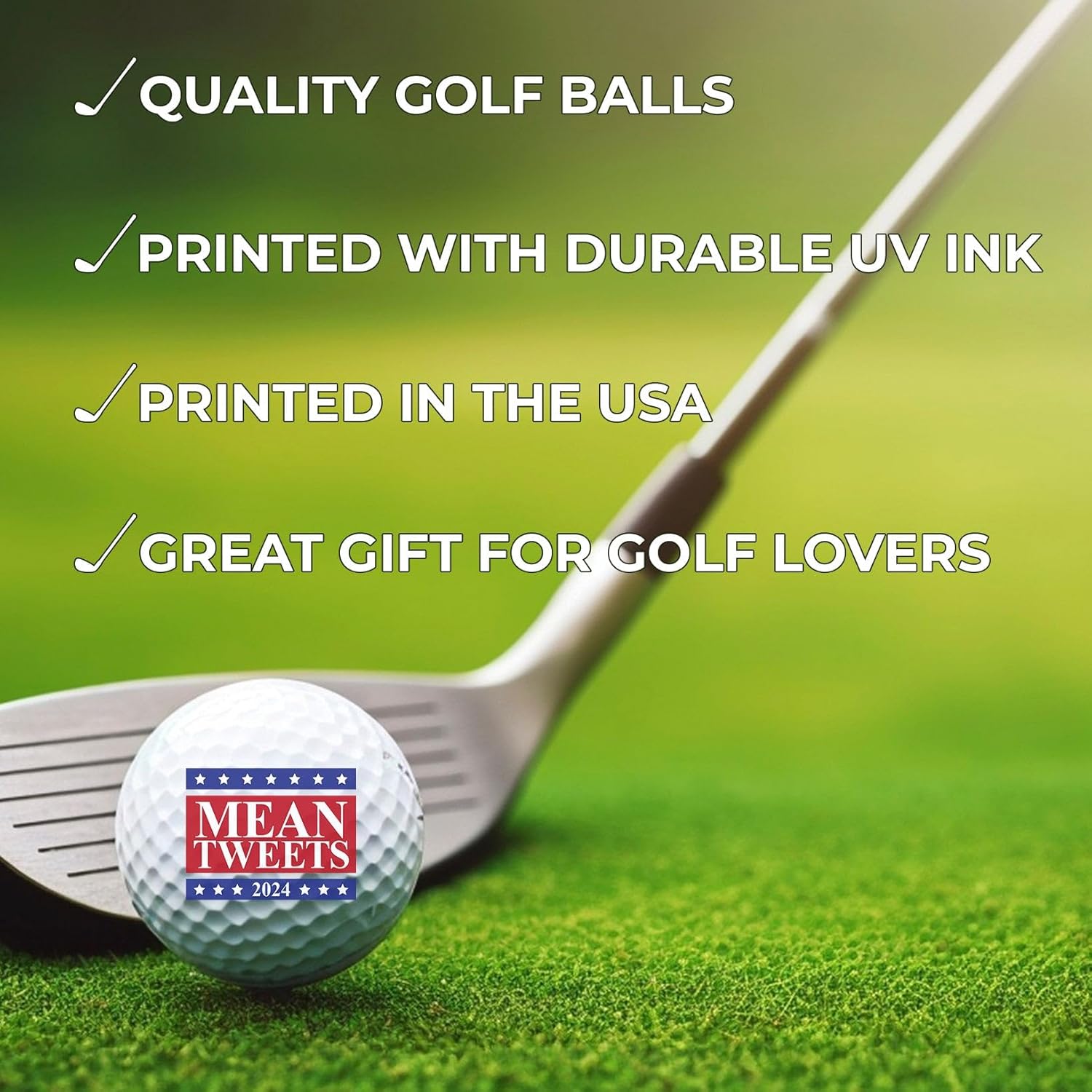 TeesAndTankYou Mean Tweets 2024 Golf Ball - Novelty Gift for Men Golfers and Dad