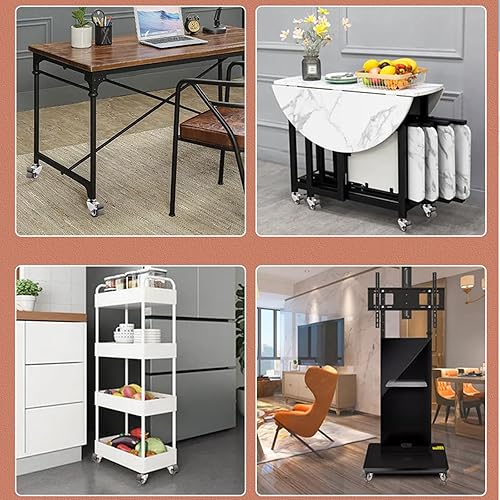 Miniatura 6 de Ruedas giratorias de 1.5 pulgadas, ruedas giratorias para muebles y carrito de banco de trabajo, juego de 4 (2 con frenos y 2 sin), vienen con