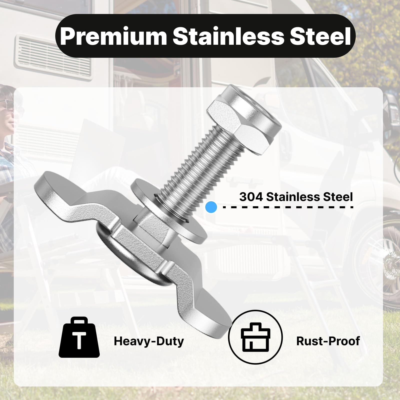 8 x nakrętka gwintowana ze stali nierdzewnej M8 x 40 mm do szyn ciężarowych, przyczep, pickupów, 8 szt