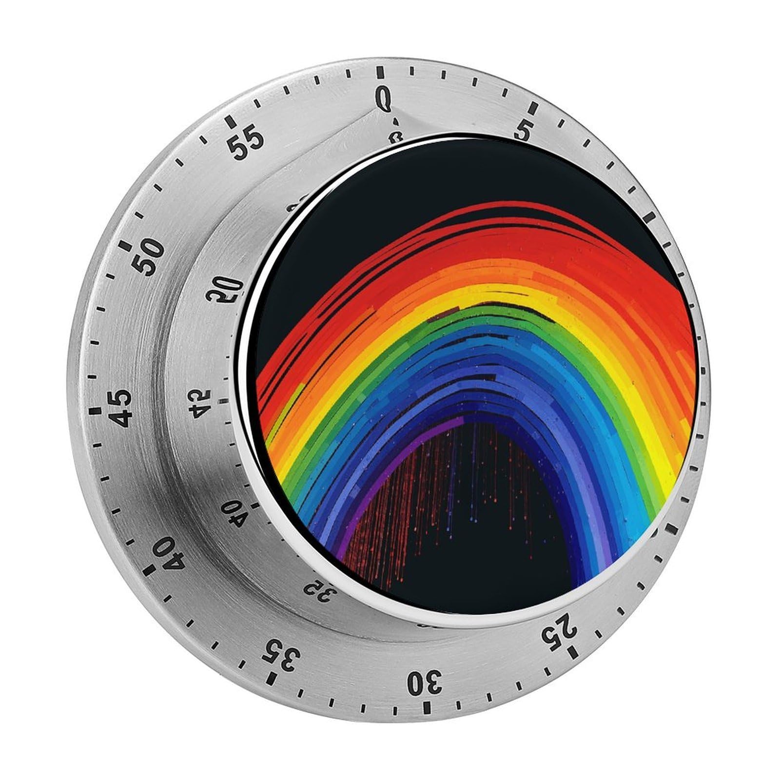 Rainbow Timers Magnetic 60 Minute Kitchen Timers Mechanical Wind Up Timer Manual with Loud Alarm Stainless Steel Body Chef Clock Easy for Cooking Baking