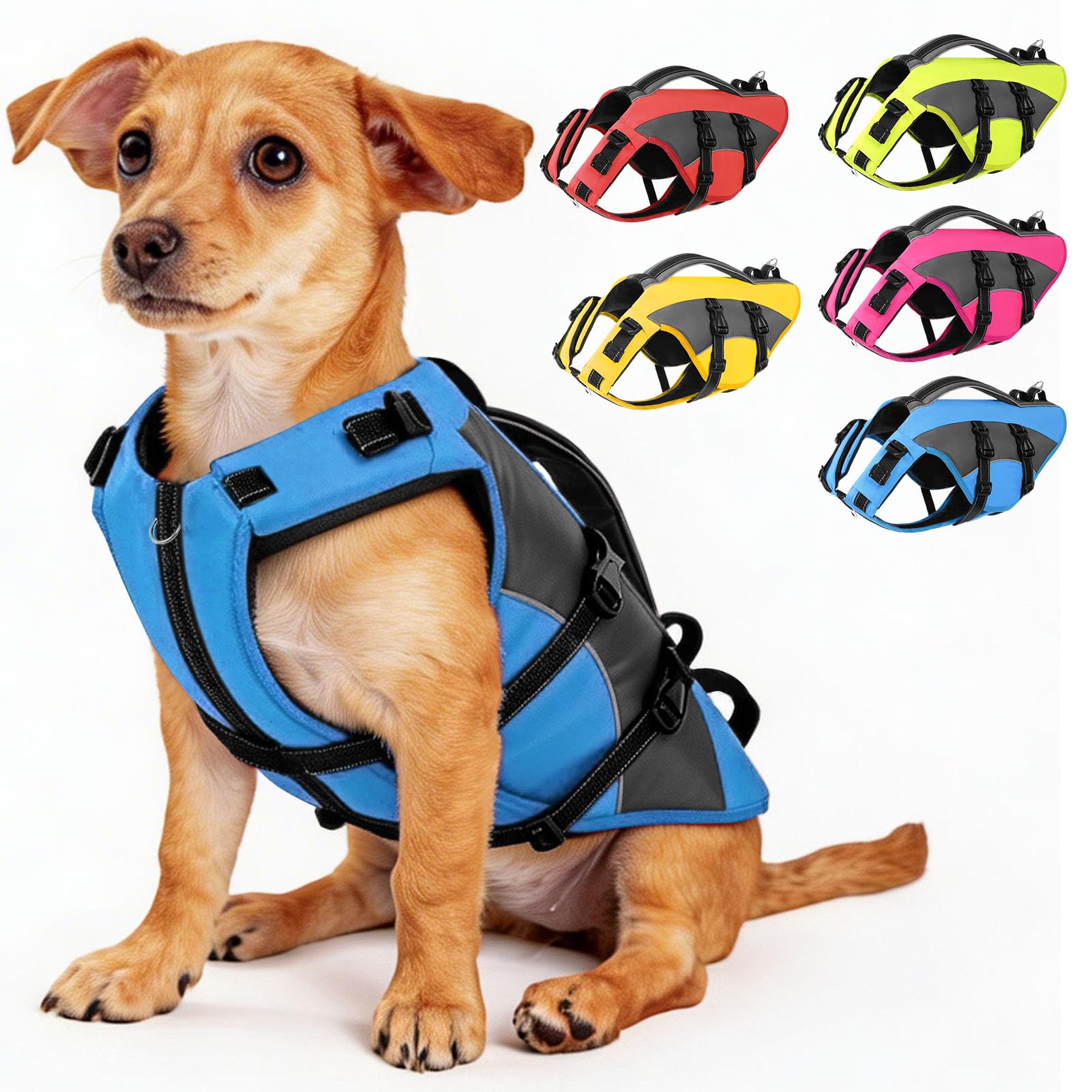CITÉTOILE Hunde Schwimmweste mit Griff und Reflektierend, Einstellbare Rettungsweste für Kleine Mittel Große Hunde, Langlebigem für Wassersport Schwimmen und Bootfahren, Blau, XS