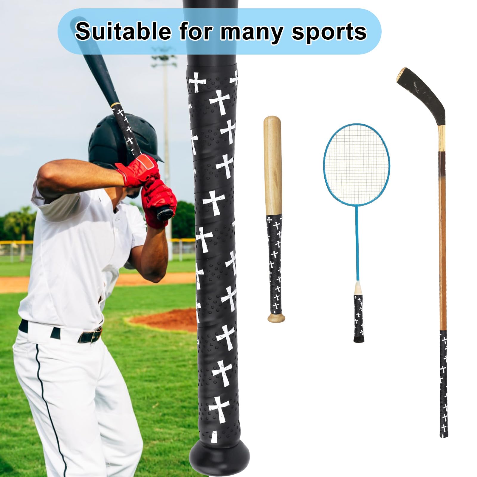 Cinta de Agarre para Bate de Béisbol, Precortadas Antideslizantes, Softbol, Accesorios Cristiano