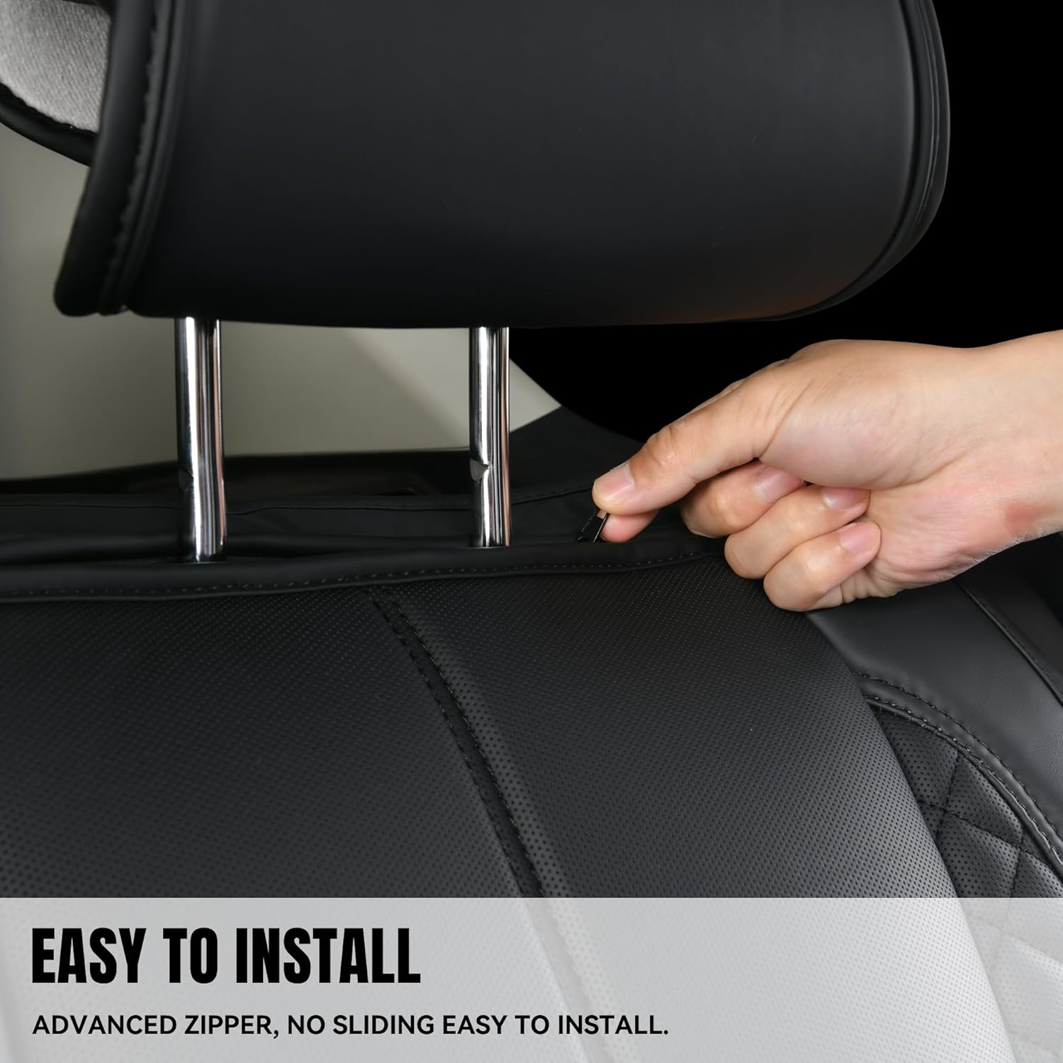CAR PASS Waterproof Leather Back Seat Covers, Nappa PU Leather Rear Seat Bench Cushioned Breathable Back Row Protector Universal Fit for Car Sedan SUV Pickup Truck, Backseat Rear (Black)
