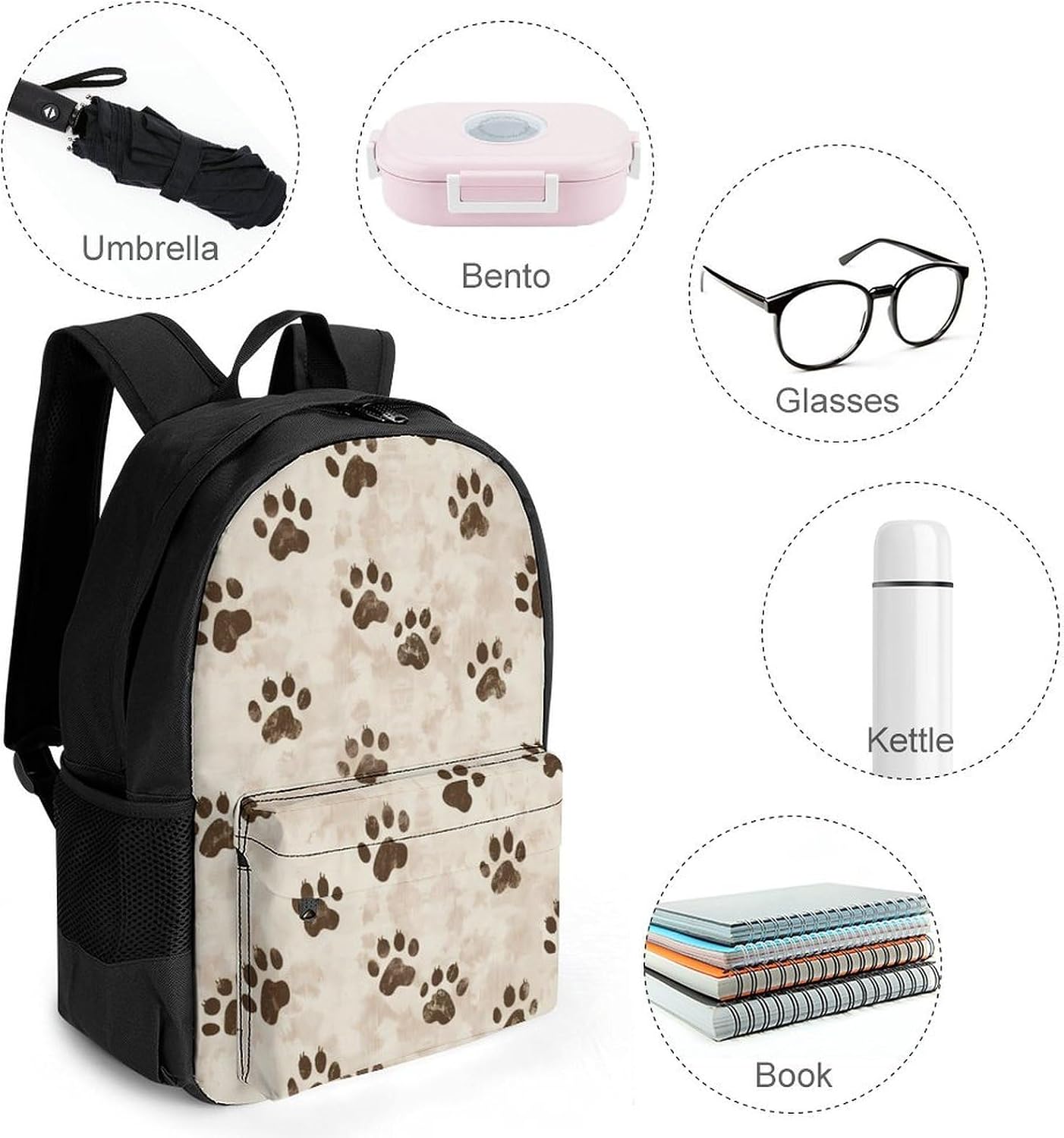 Vintage Animal Paw Backpack Lightweight Backpacks Work Bag
