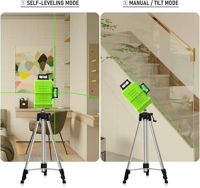 Zokoun GF120 Német Zöld Vonallézer Szintező - 360° Vízszintes és Függőleges Mérés, 5200mAh USB Tölthető Akkumulátor, Távirányítóval, Fém Ház