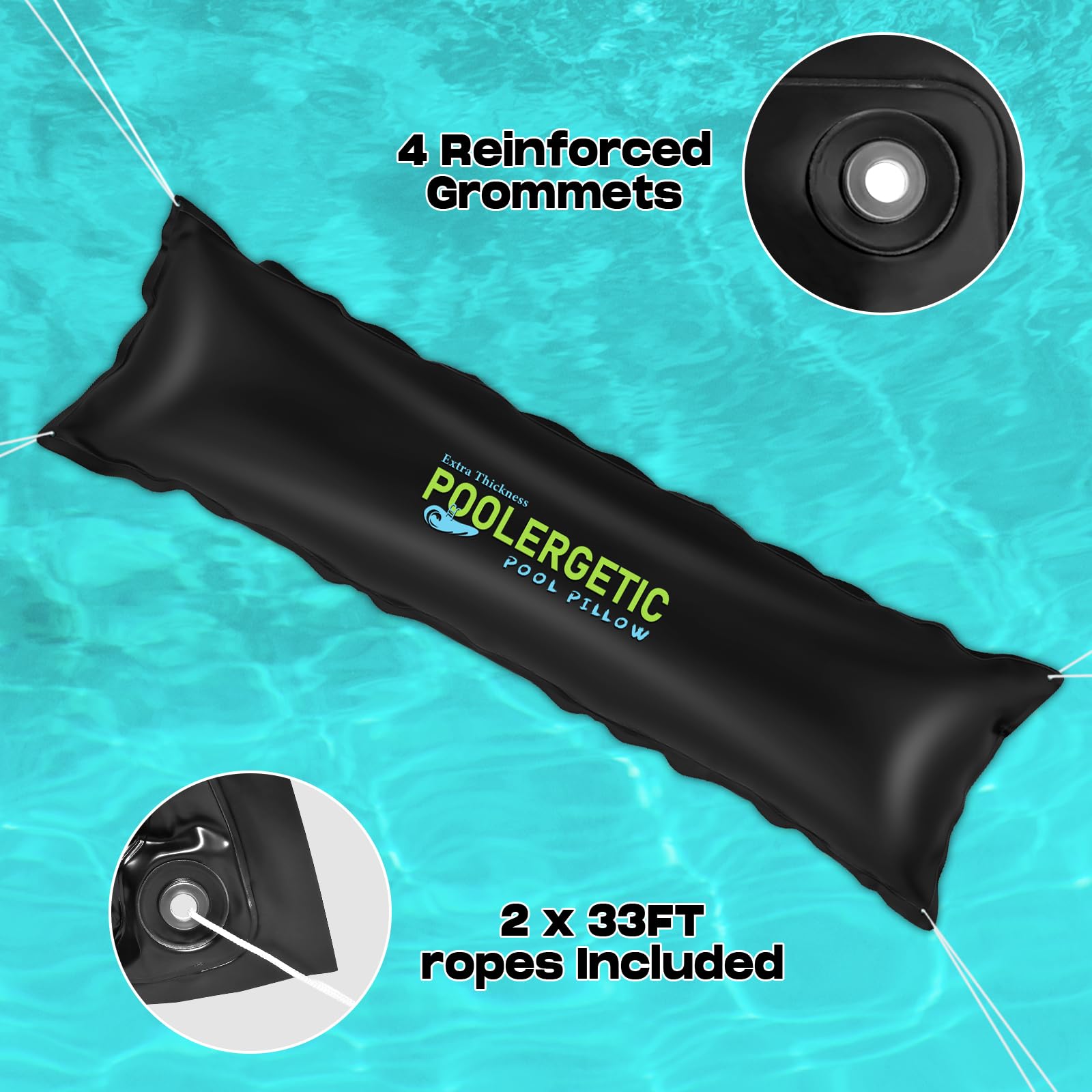 Tillvex® Coussin De Piscine Pour L'hiver XXL 200 X 400 Cm | Coussin D'air Avec Kit De Réparation - Coussin D'hiver Avec Valve De Sécurité - Double Couture