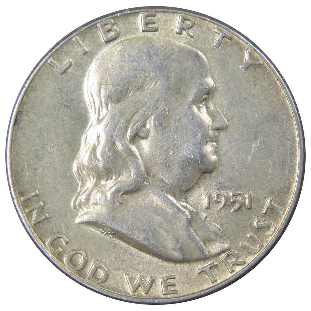 1951 Franklin Half Dollar AU About Uncirculated 90% Silver 50c US Coin