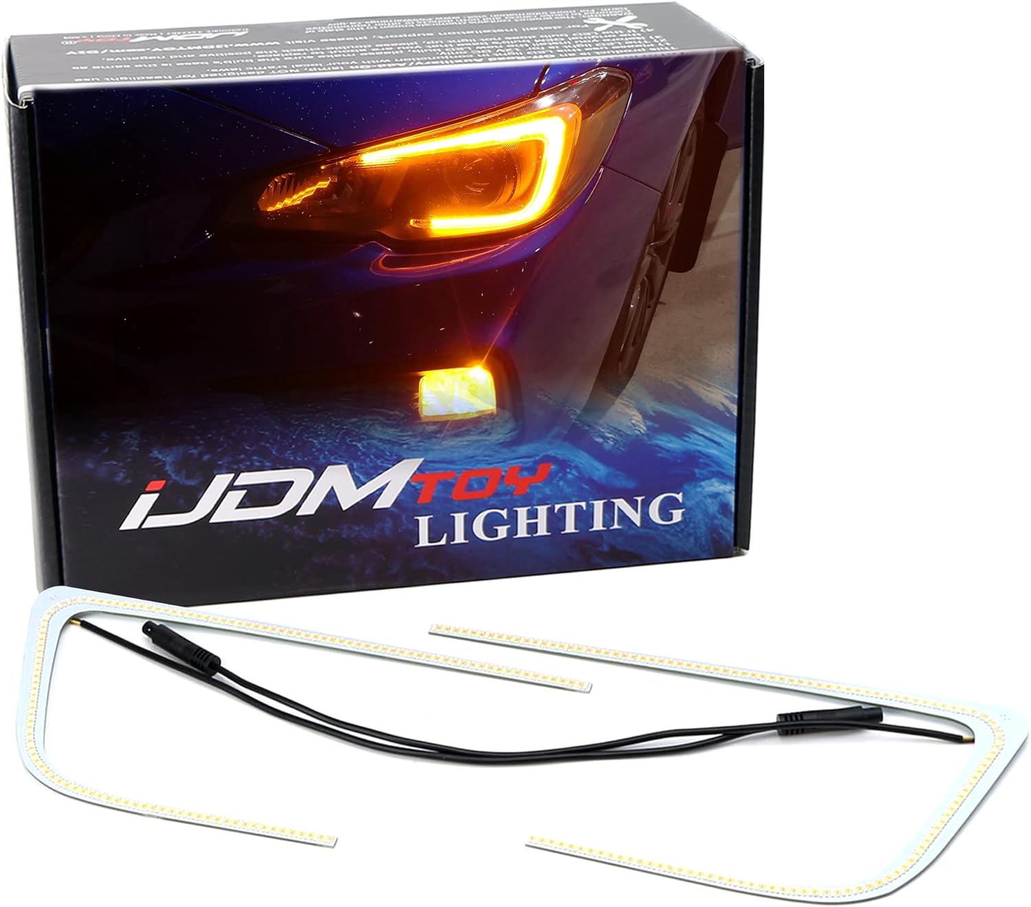 iJDMTOY C-Ring Switchback LED Halo Circuit Boards Compatible with 2015-2021 Subaru WRX STI Front Road Illuminating Light for Driving/DRL and Turn Signal Light Retrofit