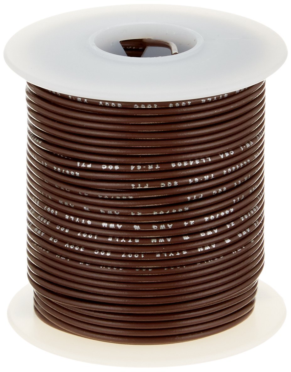 Remington Industries 24UL1007STRBRO UL1007 24 AWG Gauge Stranded Hook-Up Wire, 300V, 0.0201