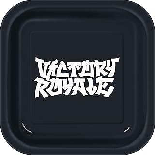 Unique Eco-Friendly Square Paper Plates-23cm-Fest Fortnite Theme-Pack of 8, Multicolor, 24715EU