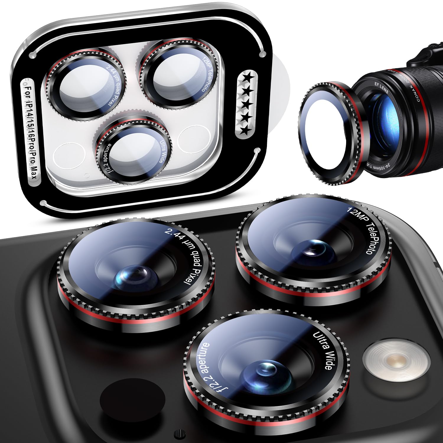 Uyiton for iPhone 17/16/15/14 (Pro Max &amp; Pro) Camera Lens Protector