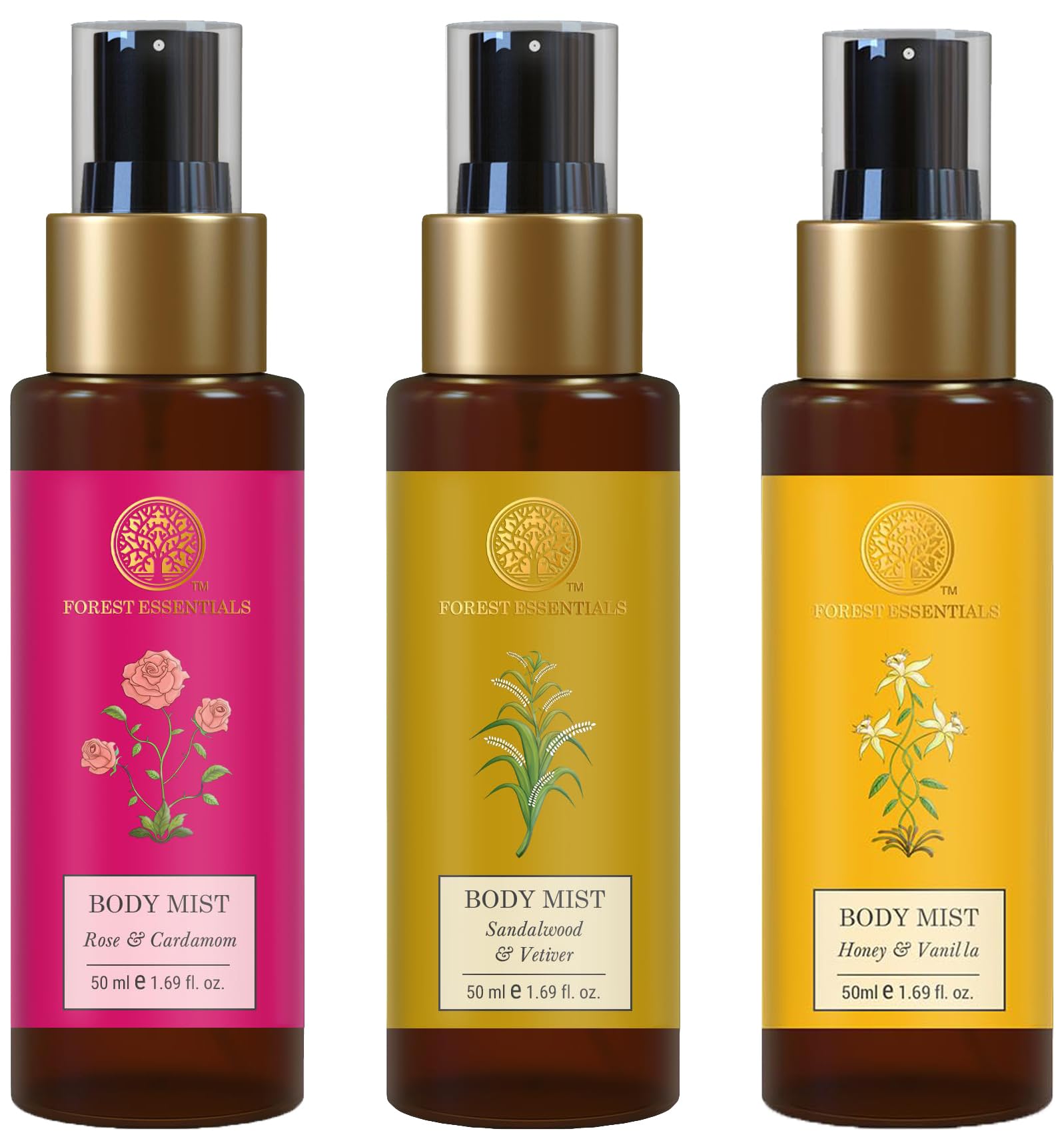 Forest Essentials Sandalwood Mist, Honey Vanilla, Rose Cardamom Travel-image-9