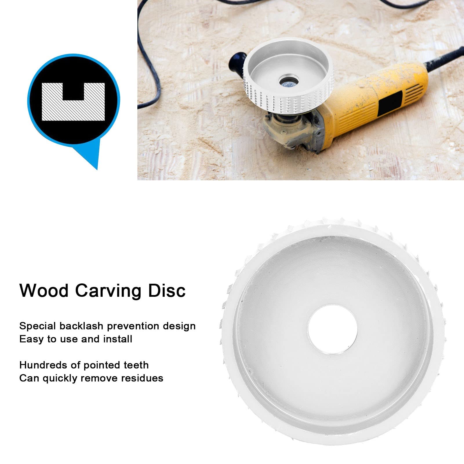Dioche Wood Carving Disc Tungsten Steel Grinder Shaping Discs Silver 75Mm Angle Grinder Attachment - Image 3