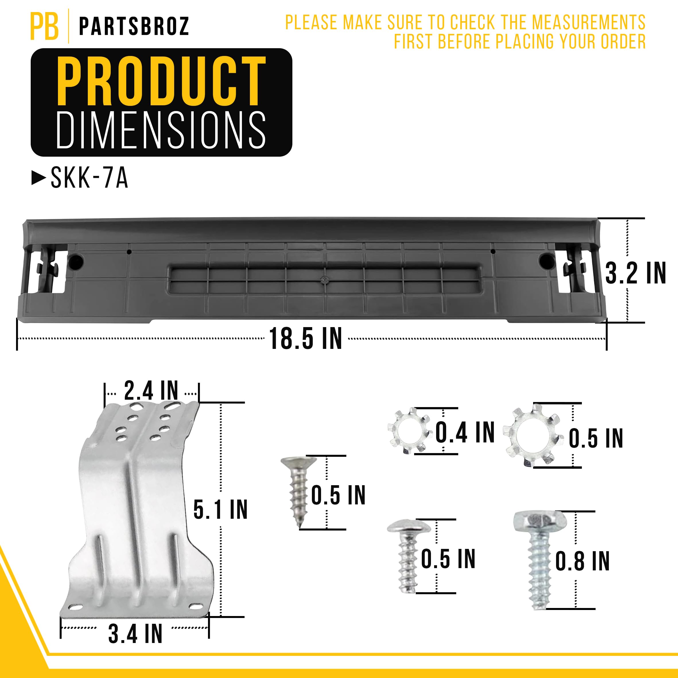 PartsBroz SKK7A Kit de apilamiento de lavandería compatible con Samsung Lavadora y secadora apilable Funciona con 27 pulgadas de carga frontal apilable Ideal para mejoras en el hogar del baño
