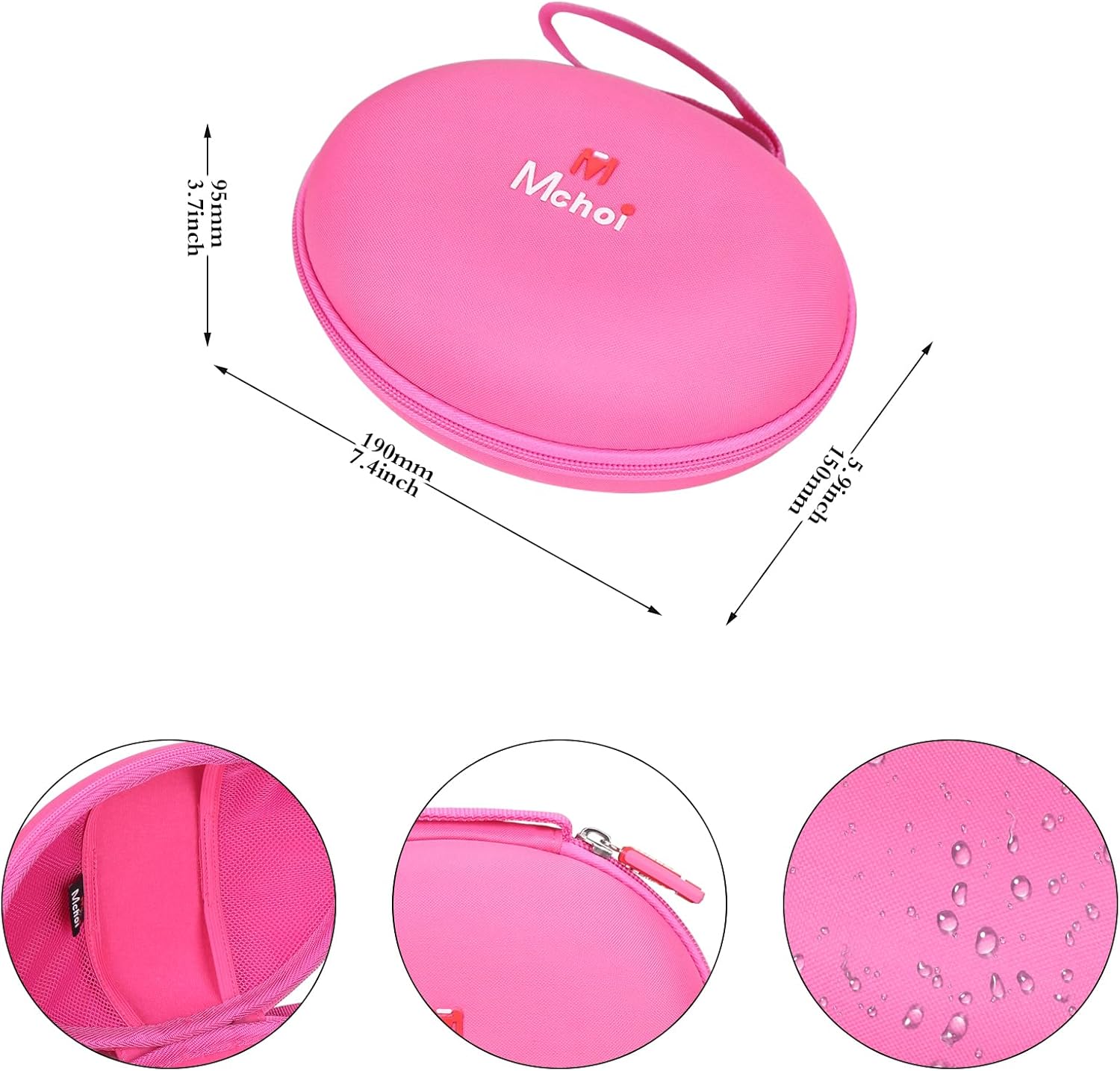 Mchoi Headphone Case Fits for Beats Studio Pro/Solo 4 / Solo 3 / Studio 3 / for TOZO HA1/ for TOZO HT2 On-Ear Bluetooth Headphones, Case Only (Rose Red) - Image 7