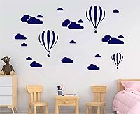 Vista 3 de Globos gigantes de vinilo removible 3D de aire caliente con nubes, calcomanías de pared para bricolaje, decoración de guardería, decoración de Azul