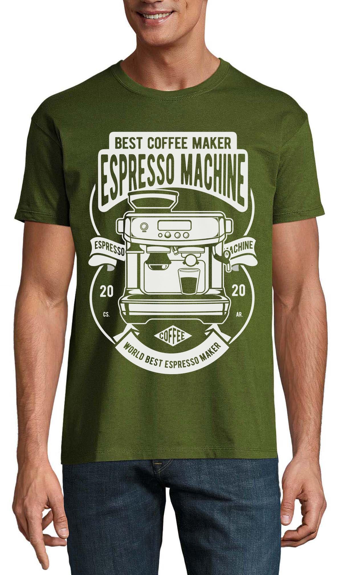 T-shirt expresso homme col rond vert chasseur en coton : le cadeau idéal